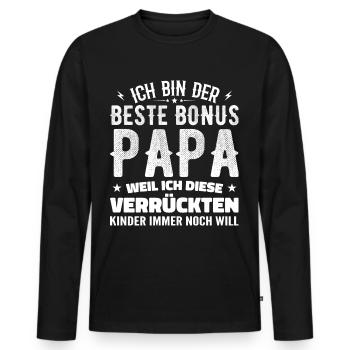 Bonus Dad Stepdad Bonus Dad Dad Gift - Men's Premium Organic Long Sleeve Shirt - black - Front - Nico (187cm)