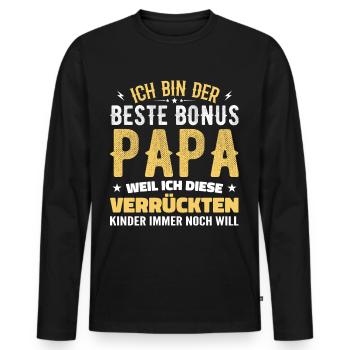 Bonus Dad Stepdad Bonus Dad Dad Gift - Men's Premium Organic Long Sleeve Shirt - black - Front - Nico (187cm)