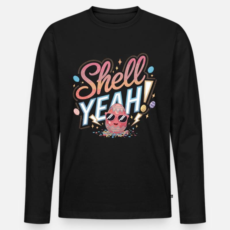 Shell Yeah! – Cooles Osterei - Männer Premium Bio Langarmshirt - Schwarz
