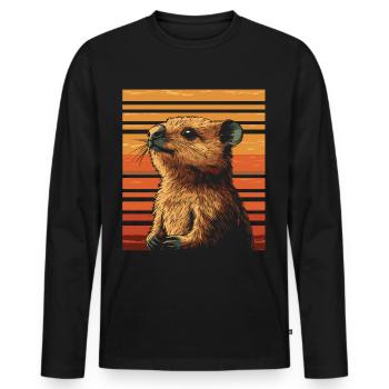 Quokka vintage - T-shirt manches longues Premium bio Homme - noir - Devant - Nico (187cm)