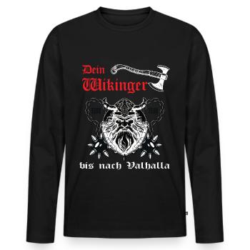 Dein Wikinger - Männer Premium Bio Langarmshirt - Schwarz - Vorne - Nico (187cm)
