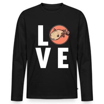Poisson-globe Poisson-globe - T-shirt manches longues Premium bio Homme - noir - Devant - Nico (187cm)