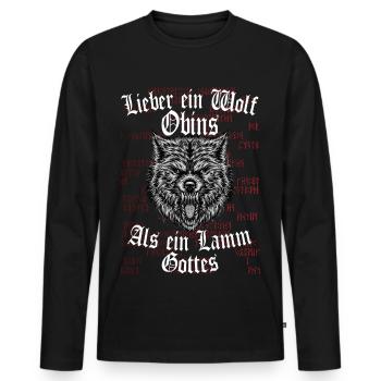 Lieber Ein Wolf Odins Als Ein Lamm Gottes - Männer Premium Bio Langarmshirt - Schwarz - Vorne - Nico (187cm)