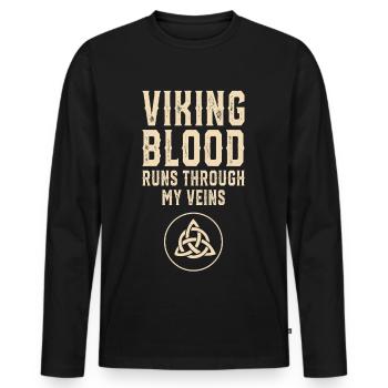 Du sang viking coule dans mes veines - T-shirt manches longues Premium bio Homme - noir - Devant - Nico (187cm)
