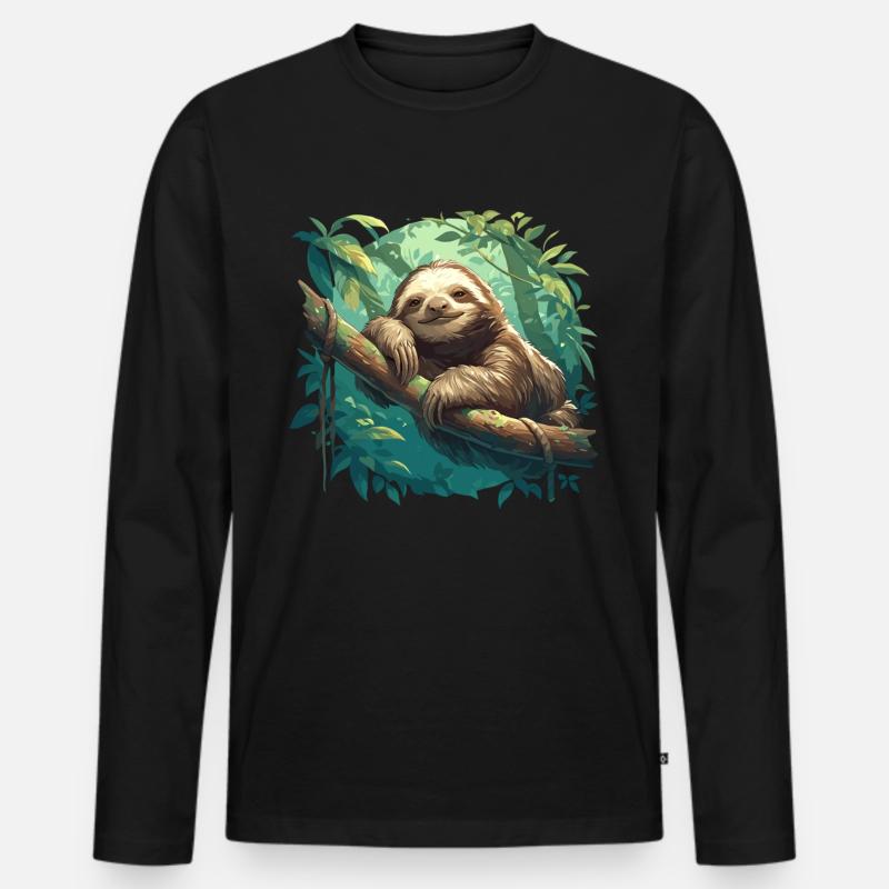 Faultiere Faultier - Männer Premium Bio Langarmshirt - Schwarz