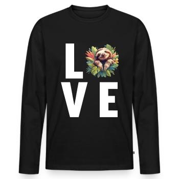 Faultiere Faultier - Männer Premium Bio Langarmshirt - Schwarz - Vorne - Nico (187cm)