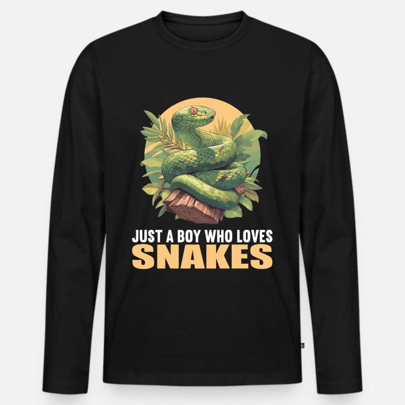 Schlangen Schlange - Männer Premium Bio Langarmshirt - Schwarz