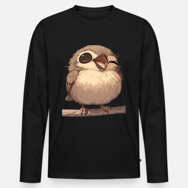 Spatzen Spatz - Männer Premium Bio Langarmshirt - Schwarz