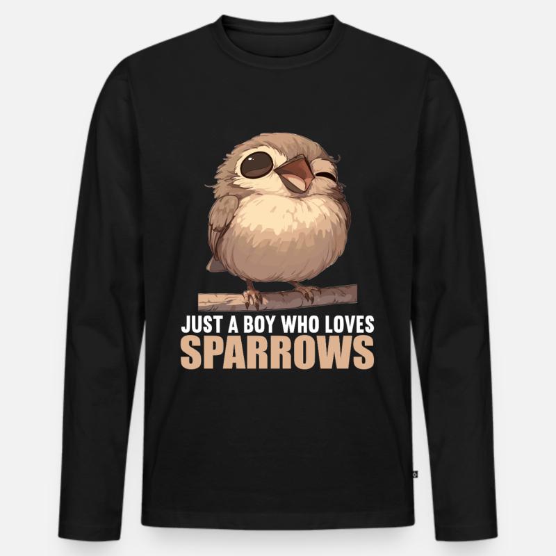 Spatzen Spatz - Männer Premium Bio Langarmshirt - Schwarz