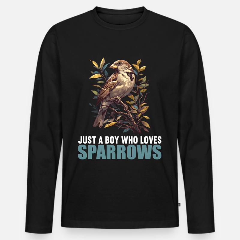 Spatzen Spatz - Männer Premium Bio Langarmshirt - Schwarz