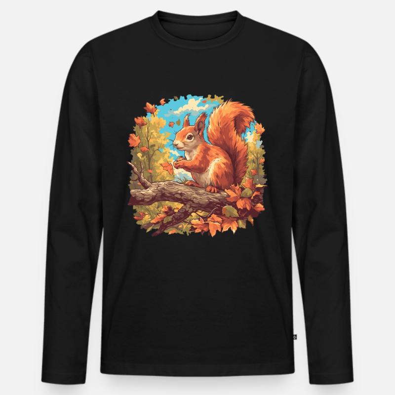 Eichhörnchen - Männer Premium Bio Langarmshirt - Schwarz