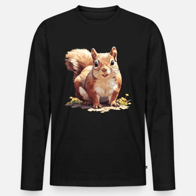 Eichhörnchen - Männer Premium Bio Langarmshirt - Schwarz