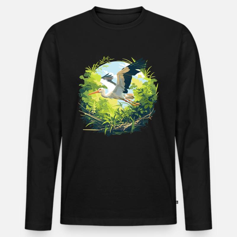 Störche Storch - Männer Premium Bio Langarmshirt - Schwarz