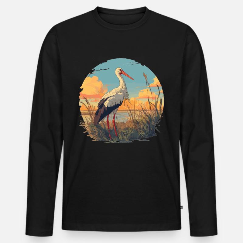 Störche Storch - Männer Premium Bio Langarmshirt - Schwarz