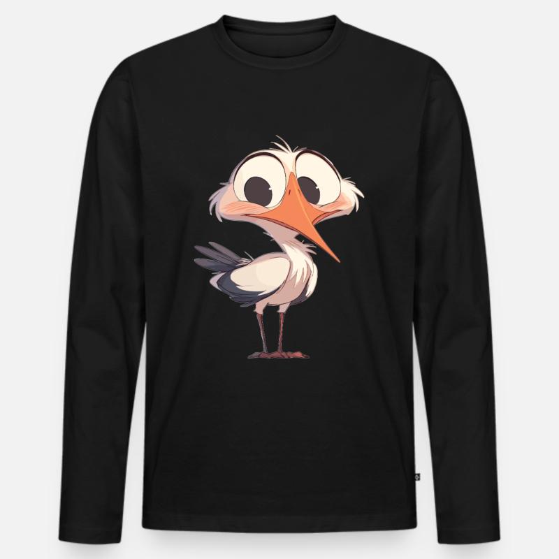 Störche Storch - Männer Premium Bio Langarmshirt - Schwarz