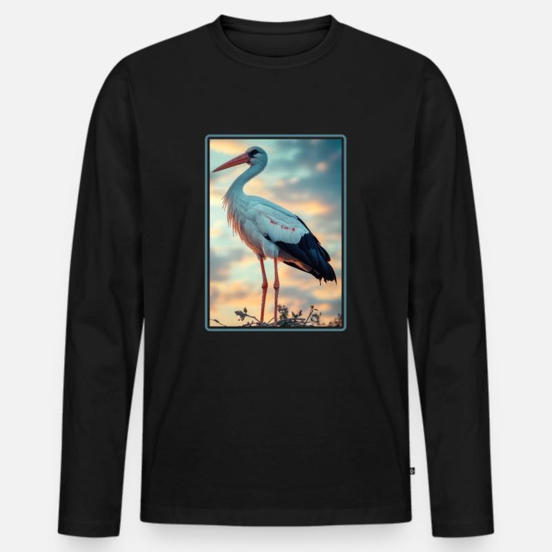 Störche Storch - Männer Premium Bio Langarmshirt - Schwarz