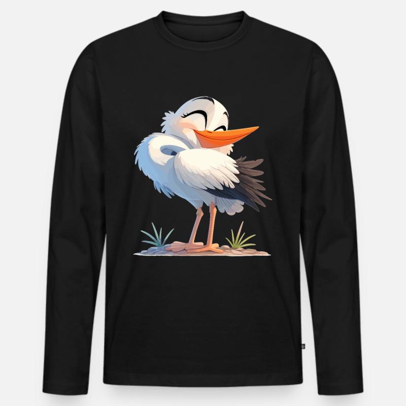 Störche Storch - Männer Premium Bio Langarmshirt - Schwarz