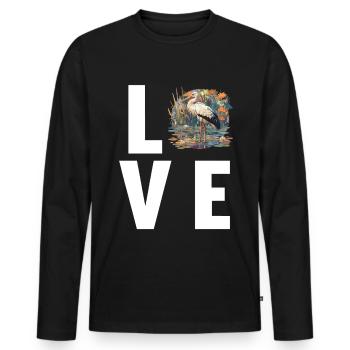 Cigognes Cigognes - T-shirt manches longues Premium bio Homme - noir - Devant - Nico (187cm)