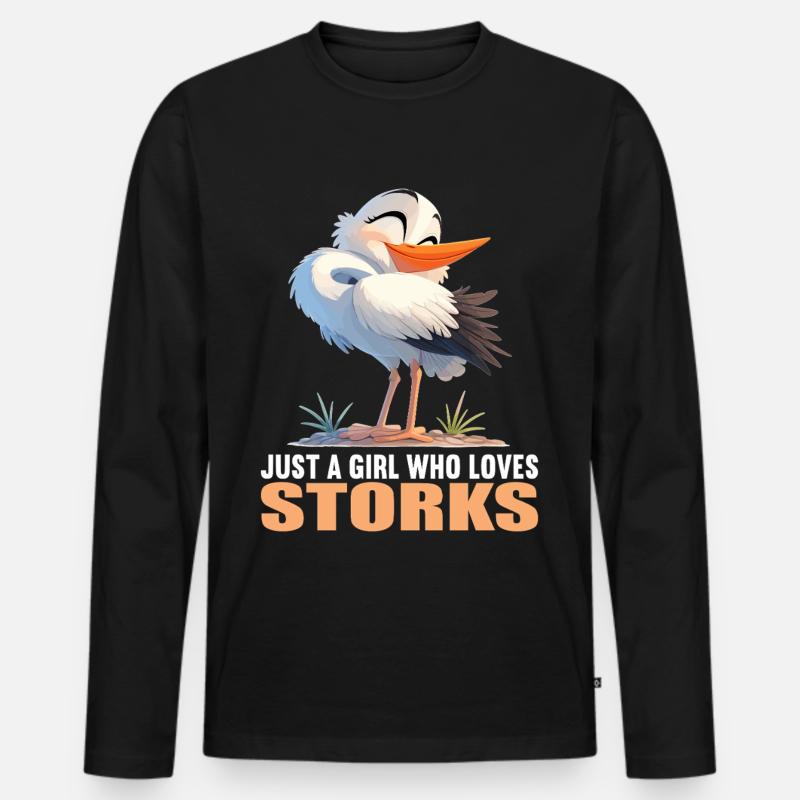 Störche Storch - Männer Premium Bio Langarmshirt - Schwarz