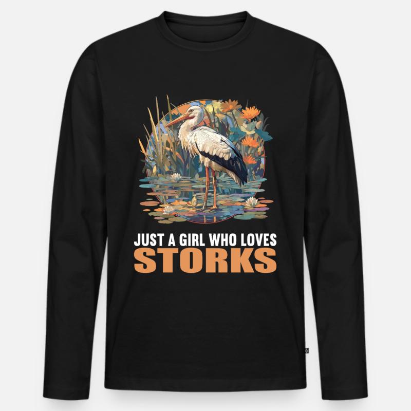 Störche Storch - Männer Premium Bio Langarmshirt - Schwarz