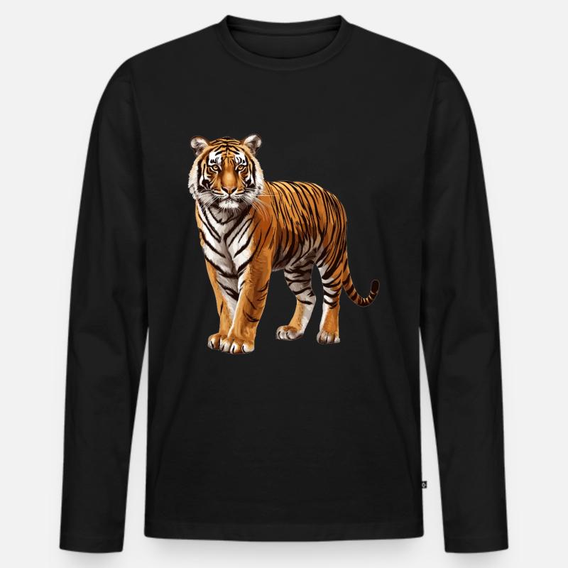 Sumatra-Tiger - Männer Premium Bio Langarmshirt - Schwarz