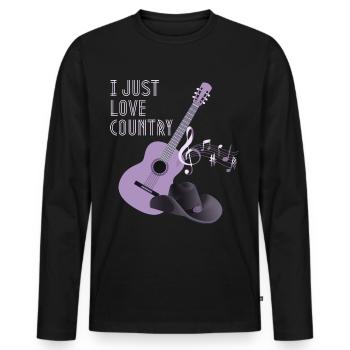 Country Music Rengaine, Country Guitare - T-shirt manches longues Premium bio Homme - noir - Devant - Nico (187cm)