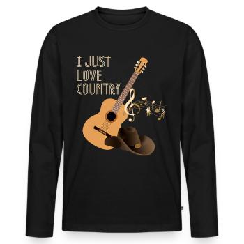 Country Music Rengaine, Country Guitare - T-shirt manches longues Premium bio Homme - noir - Devant - Nico (187cm)