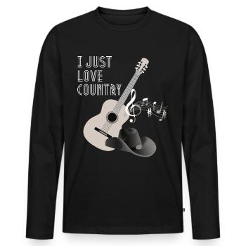 Country Music Rengaine, Country Guitare - T-shirt manches longues Premium bio Homme - noir - Devant - Nico (187cm)