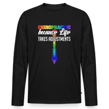 Behandlung von Wirbelsäulenfehlstellungen medizinisch anpassen - Männer Premium Bio Langarmshirt - Schwarz - Vorne - Nico (187cm)