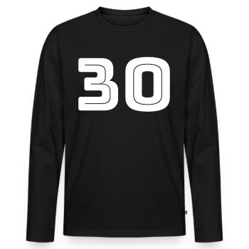 Zahl 30 - Geburtstag - Trikotnummer - Männer Premium Bio Langarmshirt - Schwarz - Vorne - Nico (187cm)