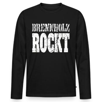 Brennholz Rockt, Handwerk Spruch Kamin Forstwirt - Männer Premium Bio Langarmshirt - Schwarz - Vorne - Nico (187cm)