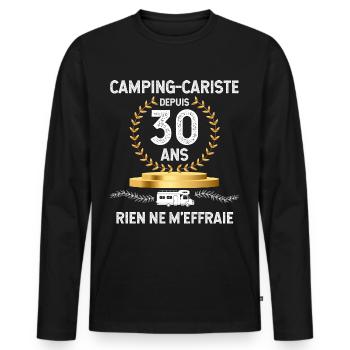 Camping-cariste Depuis 30 Ans Cadeau Campeur - T-shirt manches longues Premium bio Homme - noir - Devant - Nico (187cm)