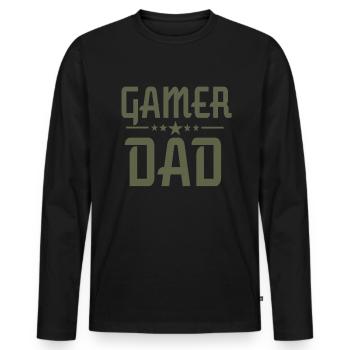 Gamer Papa Drôle - T-shirt manches longues Premium bio Homme - noir - Devant - Nico (187cm)