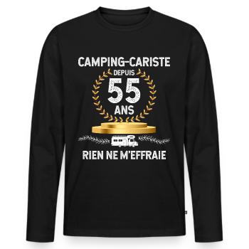 Camping-Car Et Papa Une Histoire Depuis 50 Ans - T-shirt manches longues Premium bio Homme - noir - Devant - Nico (187cm)
