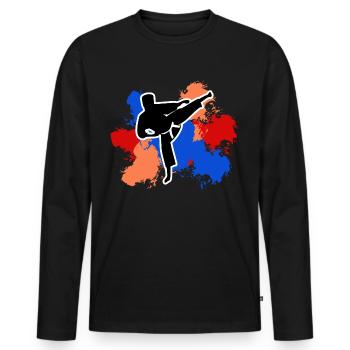 Karate Freizeit Geschenk Karateka - Männer Premium Bio Langarmshirt - Schwarz - Vorne - Nico (187cm)