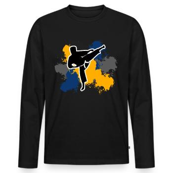 Karate Free Time Gift Karateka - Men's Premium Organic Long Sleeve Shirt - black - Front - Nico (187cm)