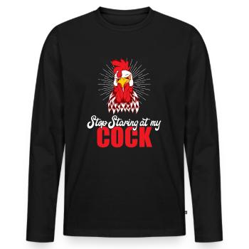 Sexy Shirt für ein sexy You Say "Hör auf anzustarren - Männer Premium Bio Langarmshirt - Schwarz - Vorne - Nico (187cm)