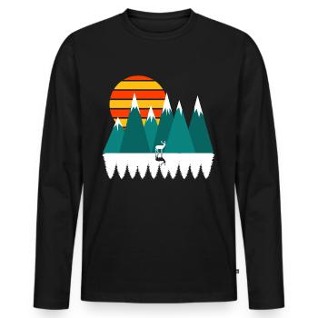Cool Mountain Shooting Tee für Jägerjagd ist - Männer Premium Bio Langarmshirt - Schwarz - Vorne - Nico (187cm)