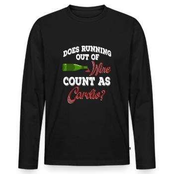Est-ce que manquer de vin compte comme une - T-shirt manches longues Premium bio Homme - noir - Devant - Nico (187cm)