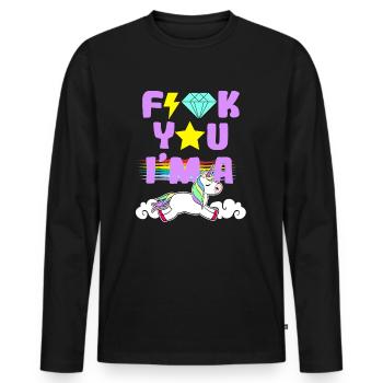 Fuck You I'm A Unicorn Equality Clouds Colorful - Men's Premium Organic Long Sleeve Shirt - black - Front - Nico (187cm)