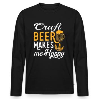 Craft Beer macht mich glücklich Tee für Alkoholiker - Männer Premium Bio Langarmshirt - Schwarz - Vorne - Nico (187cm)