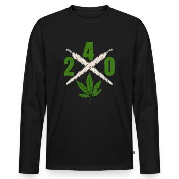 240 Cannabis Green Shirt pour les personnes - T-shirt manches longues Premium bio Homme - noir - Devant - Nico (187cm)