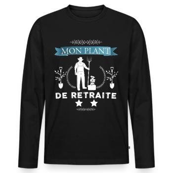 Mon Plants De Retraite Le jardinage - T-shirt manches longues Premium bio Homme - noir - Devant - Nico (187cm)