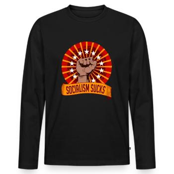 Sozialismus Slow Economic Growth Collection - Männer Premium Bio Langarmshirt - Schwarz - Vorne - Nico (187cm)