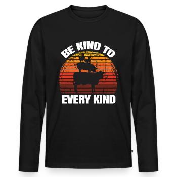 Sei freundlich zu jeder Art einzigartiges Grillshirt - Männer Premium Bio Langarmshirt - Schwarz - Vorne - Nico (187cm)
