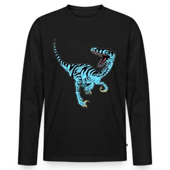 Blue Velociraptor - Men's Premium Organic Long Sleeve Shirt - black - Front - Nico (187cm)