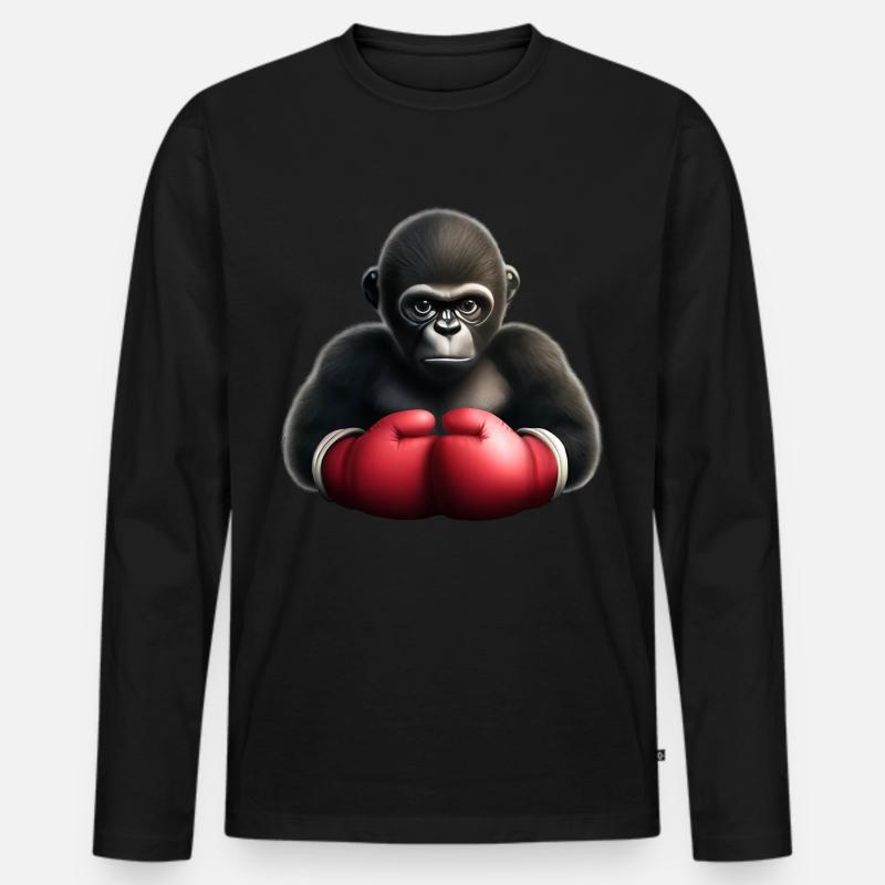 Boxer Gorilla - Männer Premium Bio Langarmshirt - Schwarz
