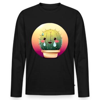 Transpiration du cactus au coucher du soleil - T-shirt manches longues Premium bio Homme - noir - Devant - Nico (187cm)