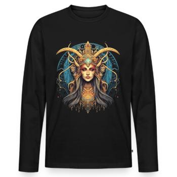 Grande prêtresse fantastique - T-shirt manches longues Premium bio Homme - noir - Devant - Nico (187cm)