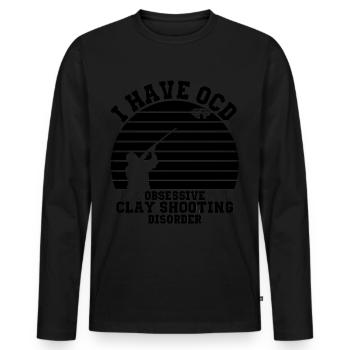Tontaubenschießen Sprüche | Skeet Hobby Geschenke - Männer Premium Bio Langarmshirt - Schwarz - Vorne - Nico (187cm)